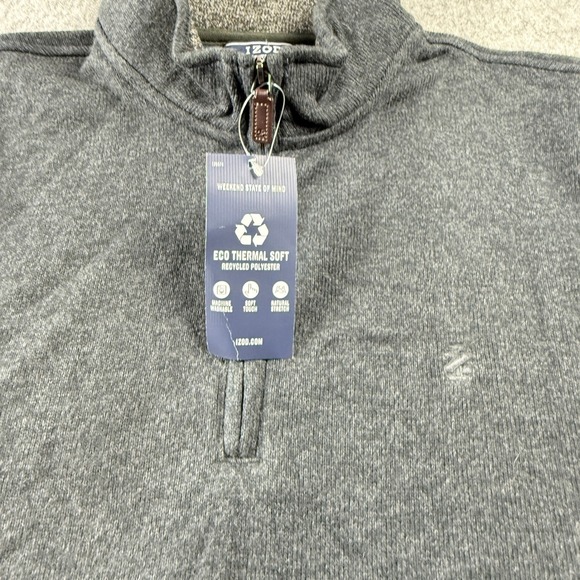 NWT IZOD Men's Charcoal Gray Thermal Soft Quarter Zip Pullover Sweater Size L - Picture 8 of 10